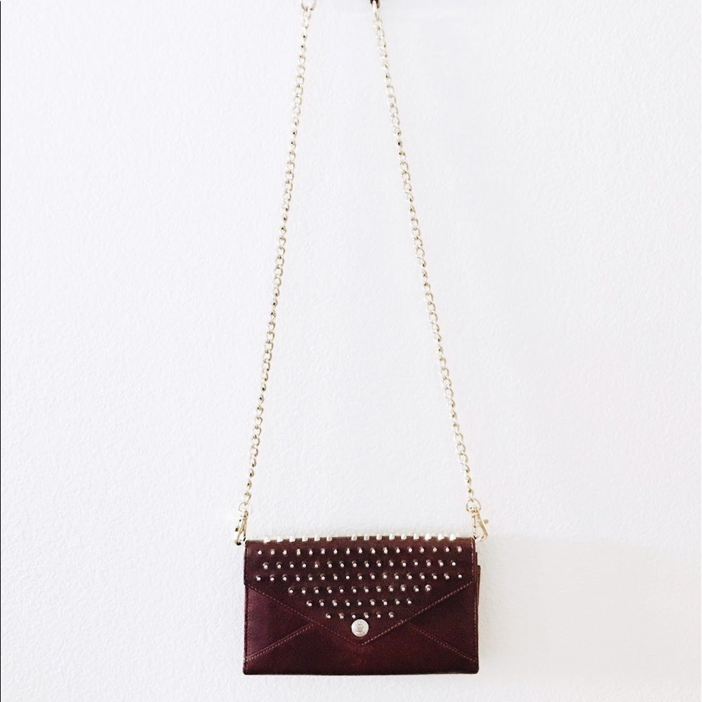 Rebecca Minkoff Burgundy Studded Covertible Clutch